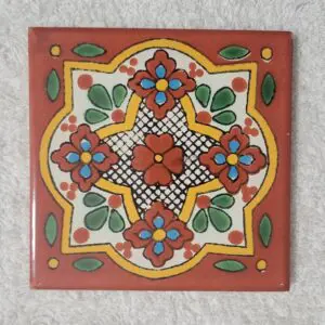 Colorful floral-patterned ceramic tile design.
