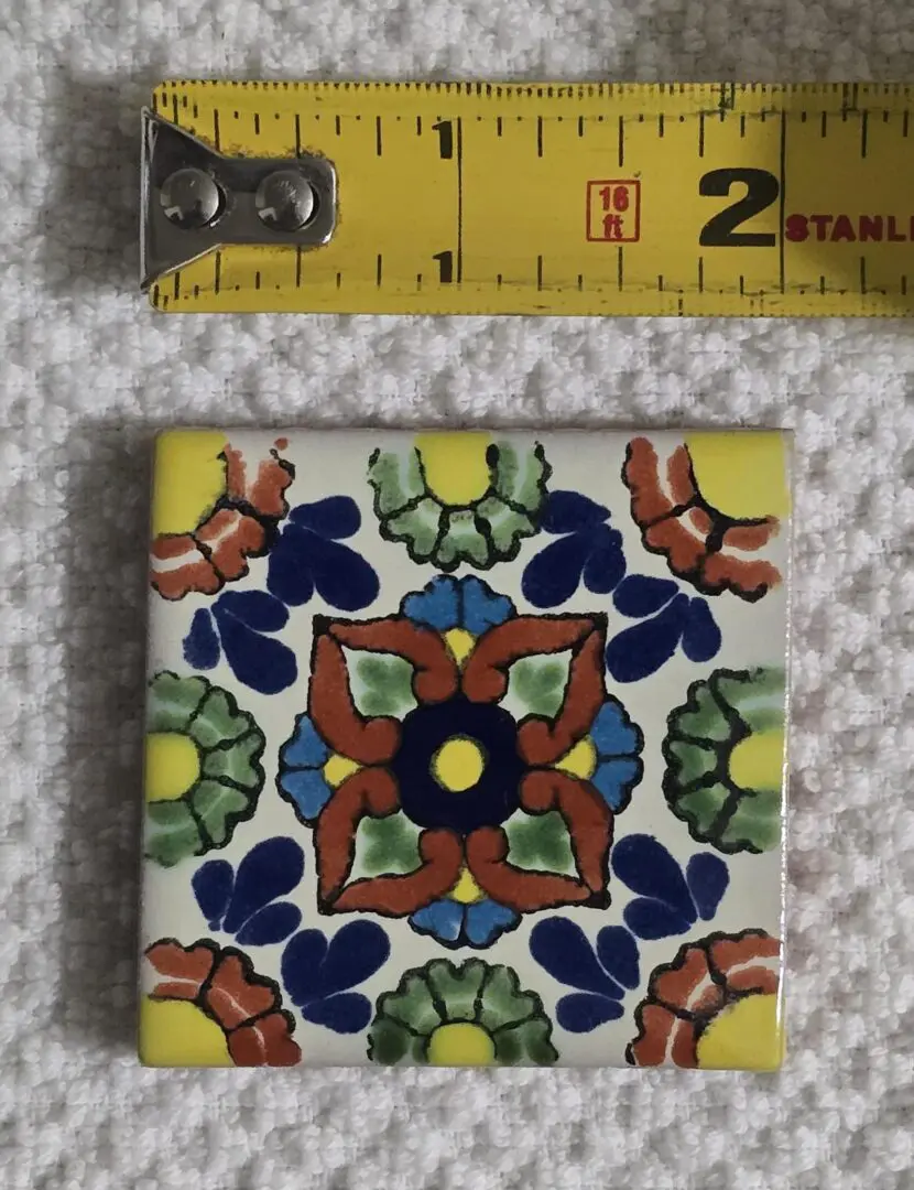 Two-inch colorful floral ceramic tile