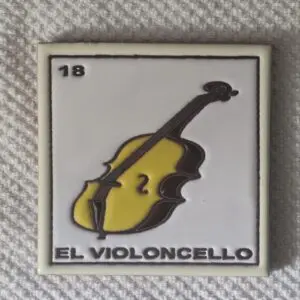 Cello illustration on textured background tile.