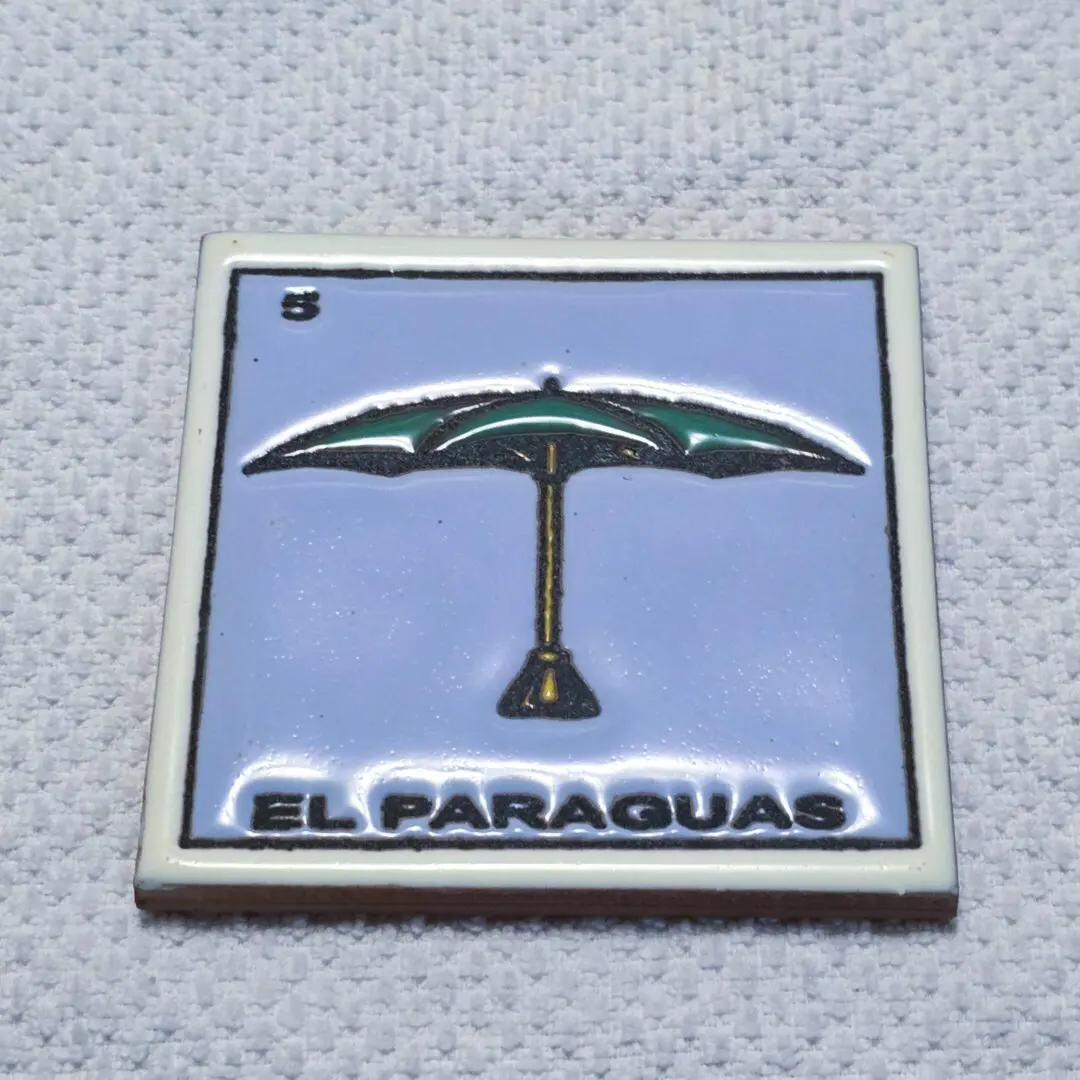 LoterĂa card titled "El Paraguas" umbrella.